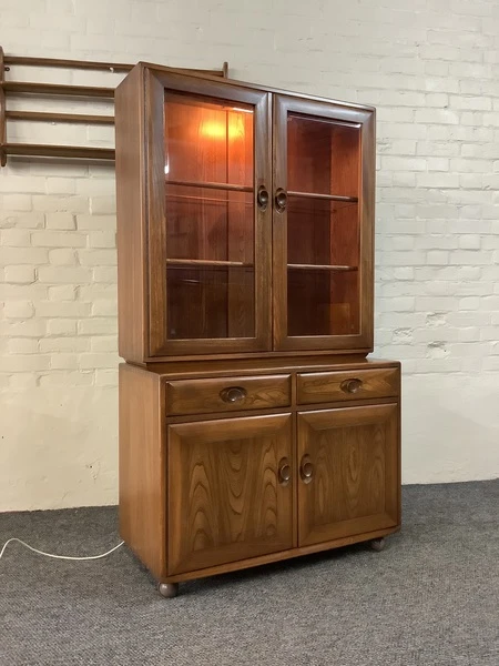 Ercol Windsor Display Cabinet On Castors.