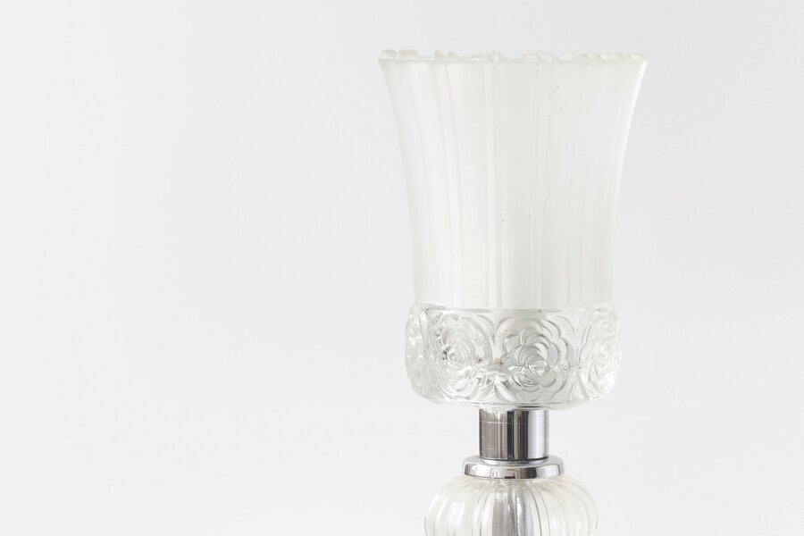 Eric Katz, 20th Century Glass Flute Pair Of Table Lamps