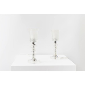Eric Katz, 20th Century Glass Flute Pair Of Table Lamps