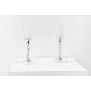 Eric Katz, 20th Century Glass Flute Pair Of Table Lamps