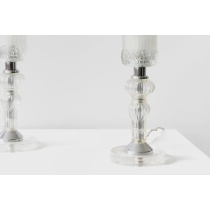 Eric Katz, 20th Century Glass Flute Pair Of Table Lamps