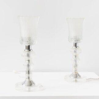 Eric Katz, 20th Century Glass Flute Pair Of Table Lamps