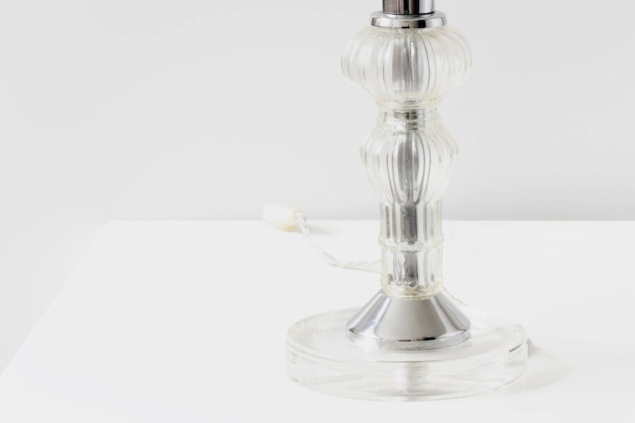 Eric Katz, 20th Century Glass Flute Pair Of Table Lamps