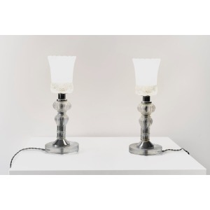 Eric Katz, 20th Century Glass Flute Pair Of Table Lamps