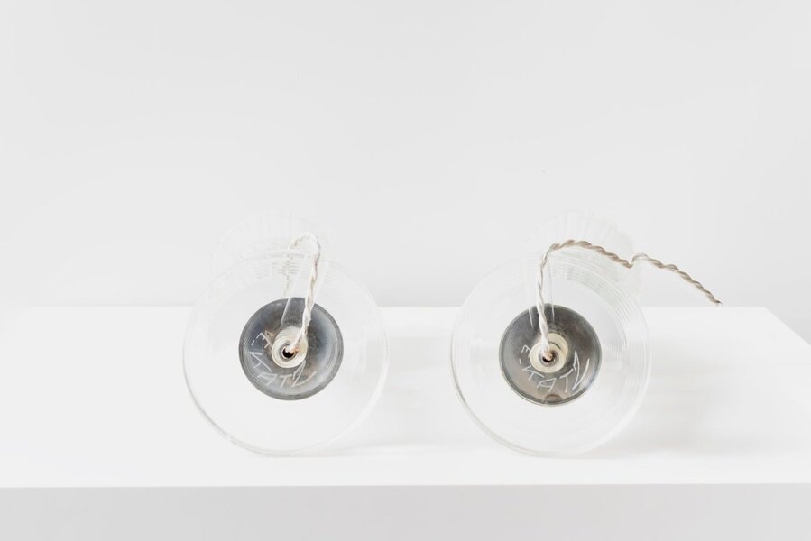 Eric Katz, 20th Century Glass Flute Pair Of Table Lamps