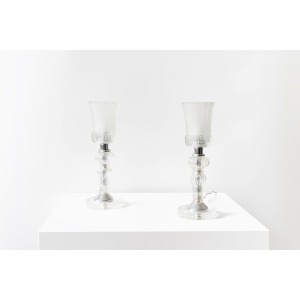 Eric Katz, 20th Century Glass Flute Pair Of Table Lamps