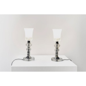 Eric Katz, 20th Century Glass Flute Pair Of Table Lamps