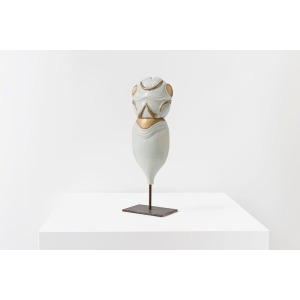 François Gueneau – White And Gold Porcelain Totem Sculpture