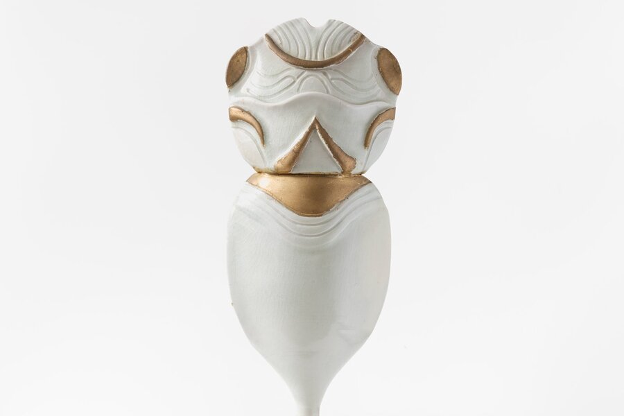 François Gueneau – White And Gold Porcelain Totem Sculpture