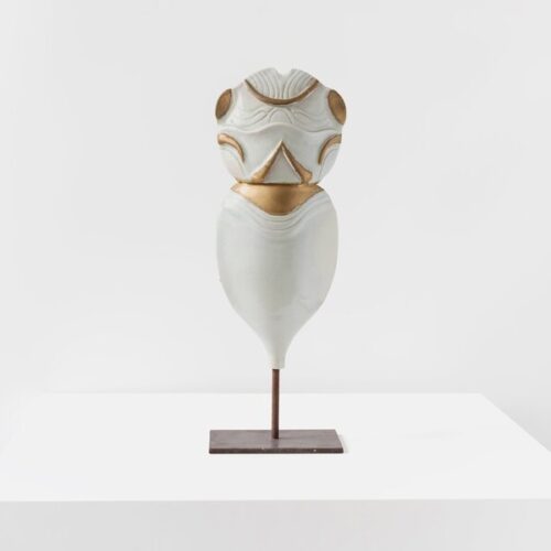 François Gueneau – White And Gold Porcelain Totem Sculpture