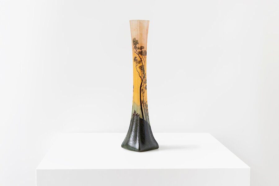 François Théodore Legras Orange And Green Soliflore Vase
