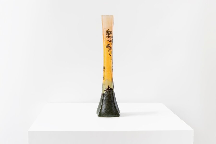 François Théodore Legras Orange And Green Soliflore Vase