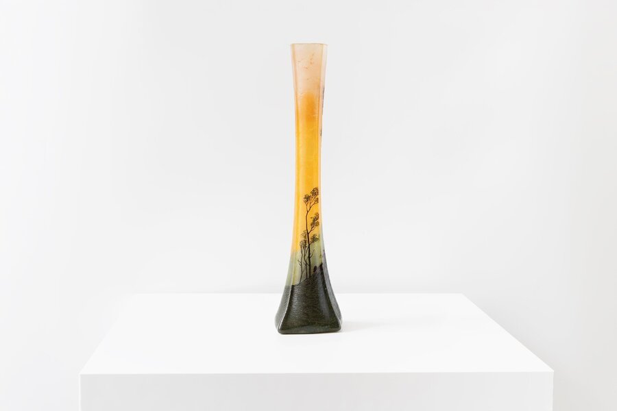 François Théodore Legras Orange And Green Soliflore Vase