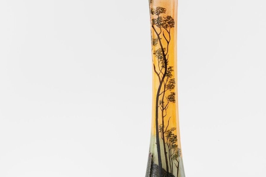François Théodore Legras Orange And Green Soliflore Vase