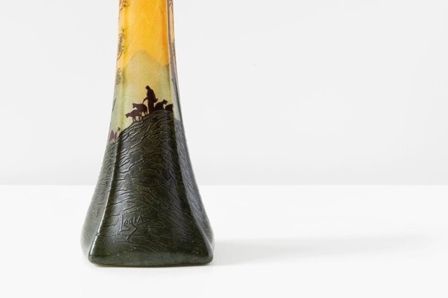 François Théodore Legras Orange And Green Soliflore Vase