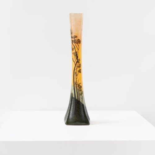François Théodore Legras Orange And Green Soliflore Vase