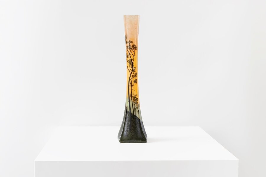 François Théodore Legras Orange And Green Soliflore Vase