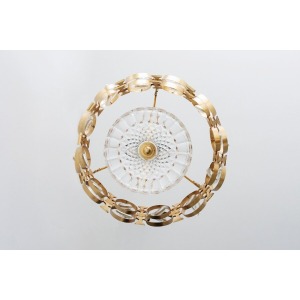 French Oval Golden And Glass Chandelier 20th Century