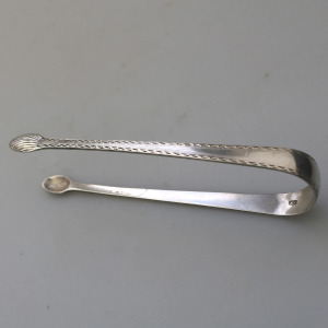 A good pair antique Georgian English solid silver Sugar Tongs 31g C.18thC