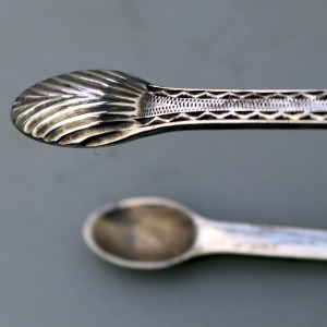 A good pair antique Georgian English solid silver Sugar Tongs 31g C.18thC