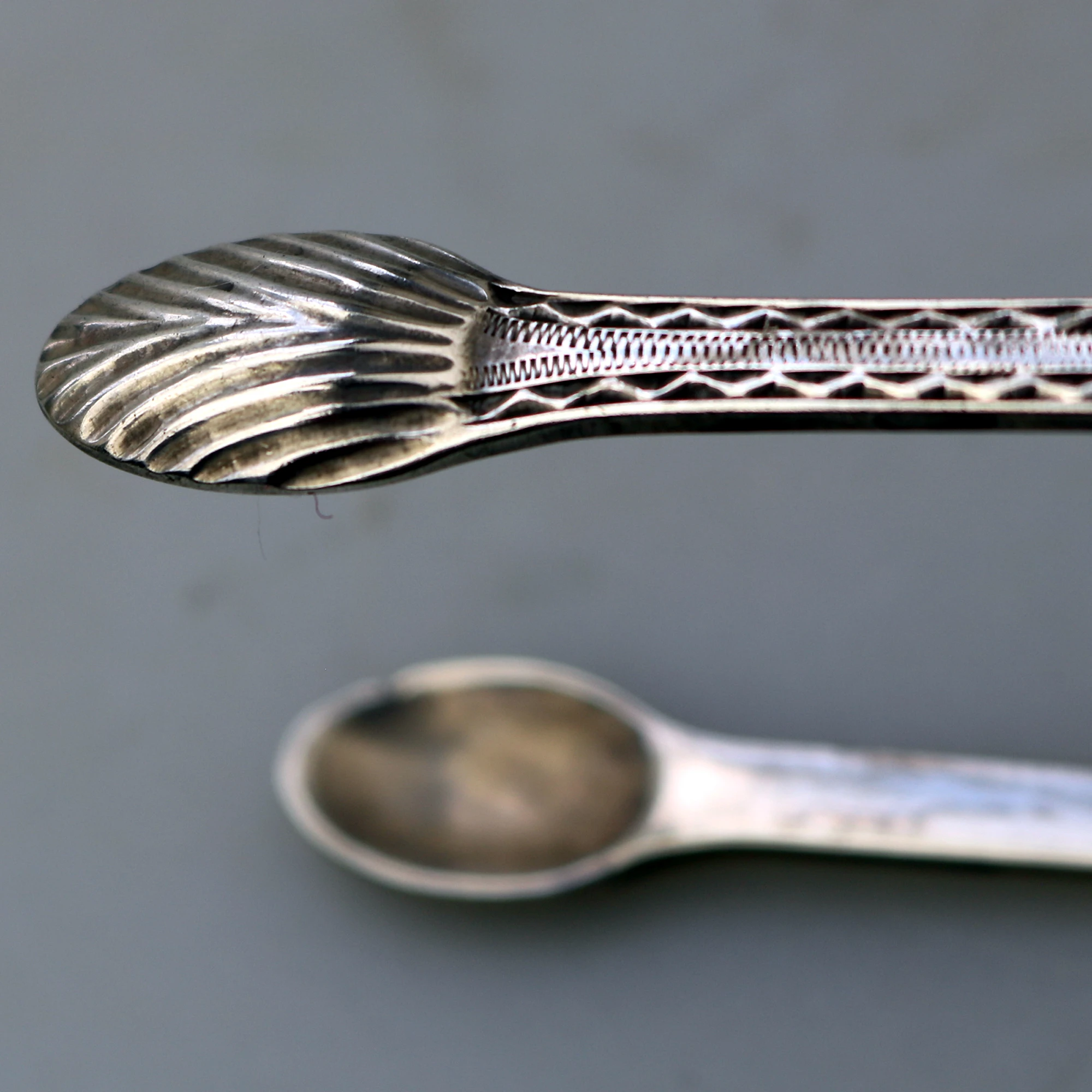 A good pair antique Georgian English solid silver Sugar Tongs 31g C.18thC