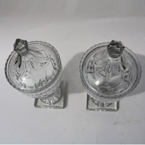 A wonderful pair of antique Georgian Irish Dublin or Cork cut glass BonBon Jars / Urns C.1790