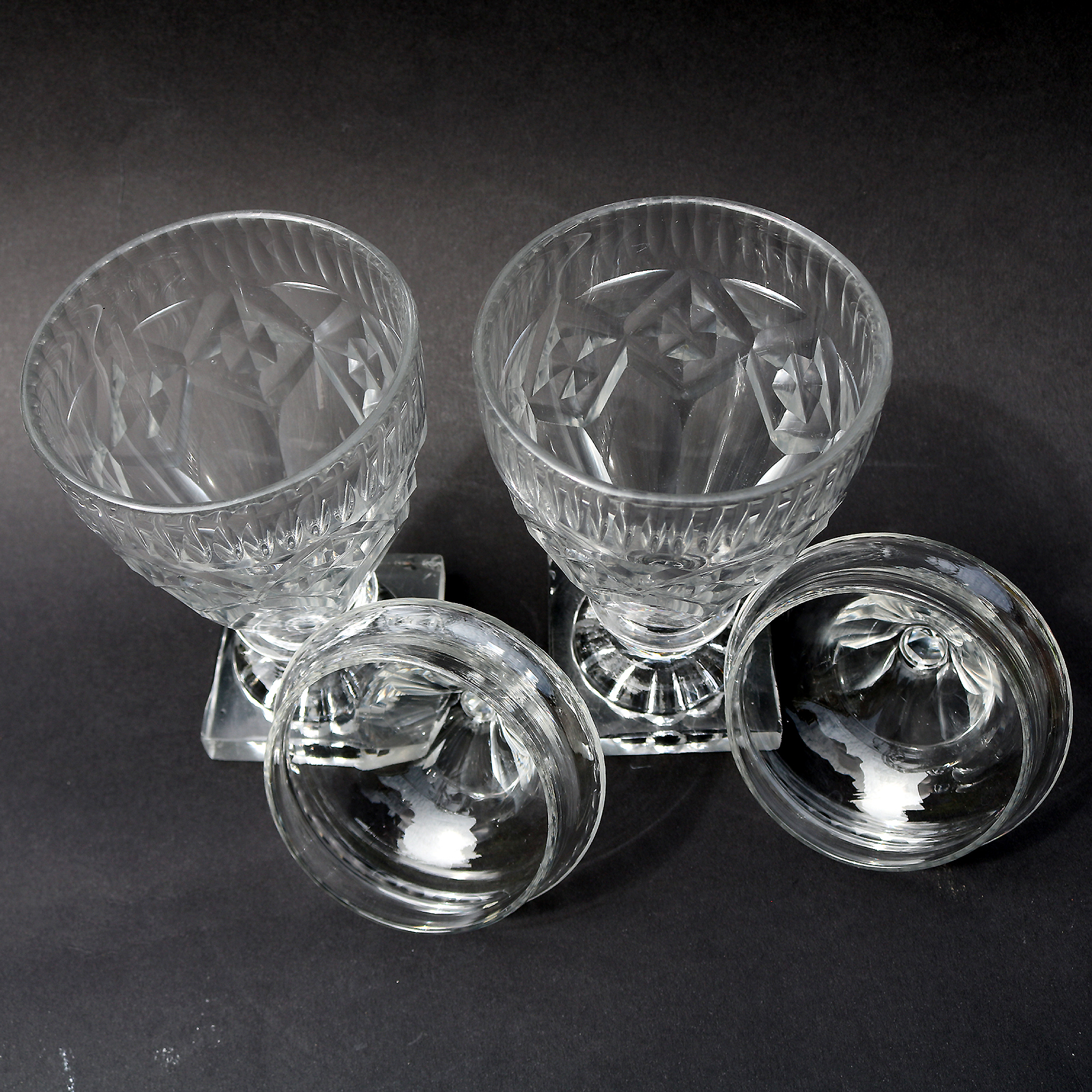 A wonderful pair of antique Georgian Irish Dublin or Cork cut glass BonBon Jars / Urns C.1790