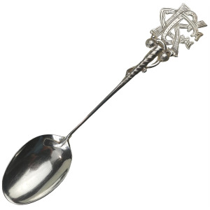 Fine antique George V English solid silver novelty Sporting Golfing Spoon C.1920