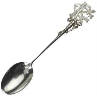 Fine antique George V English solid silver novelty Sporting Golfing Spoon C.1920