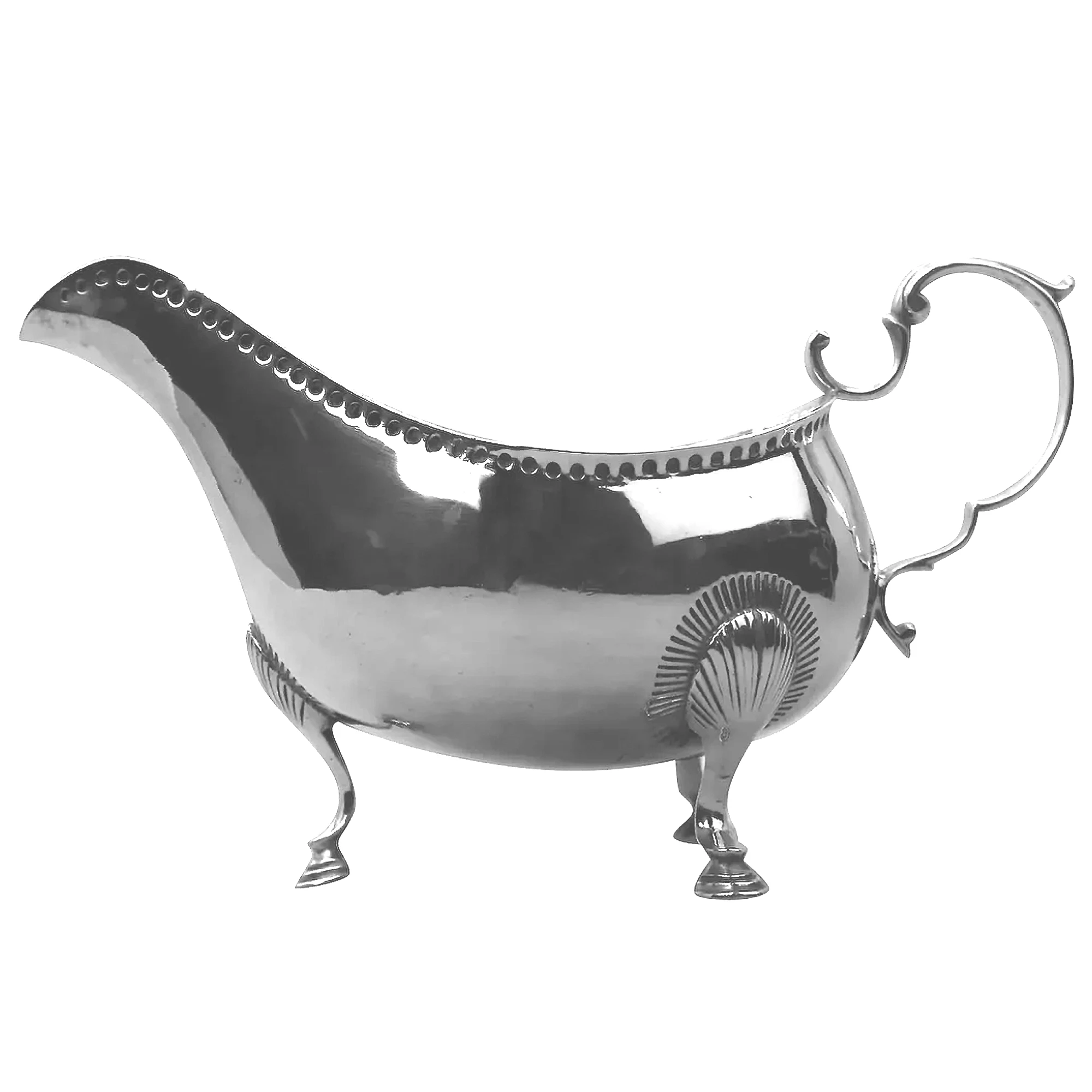 An antique Georgian Irish solid silver Sauceboat Gravy Jug by Mathew West C.1789