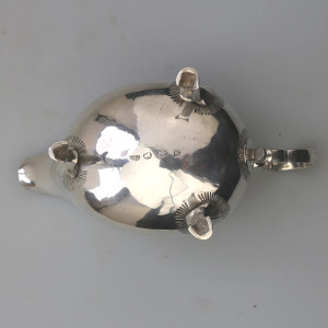 An antique Georgian Irish solid silver Sauceboat Gravy Jug by Mathew West C.1789