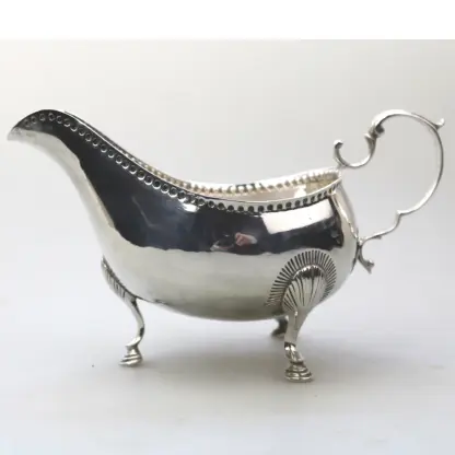An antique Georgian Irish solid silver Sauceboat Gravy Jug by Mathew West C.1789 - Image 7
