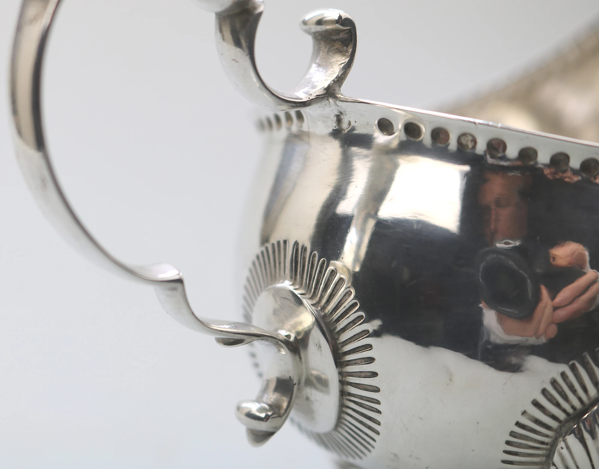 An antique Georgian Irish solid silver Sauceboat Gravy Jug by Mathew West C.1789