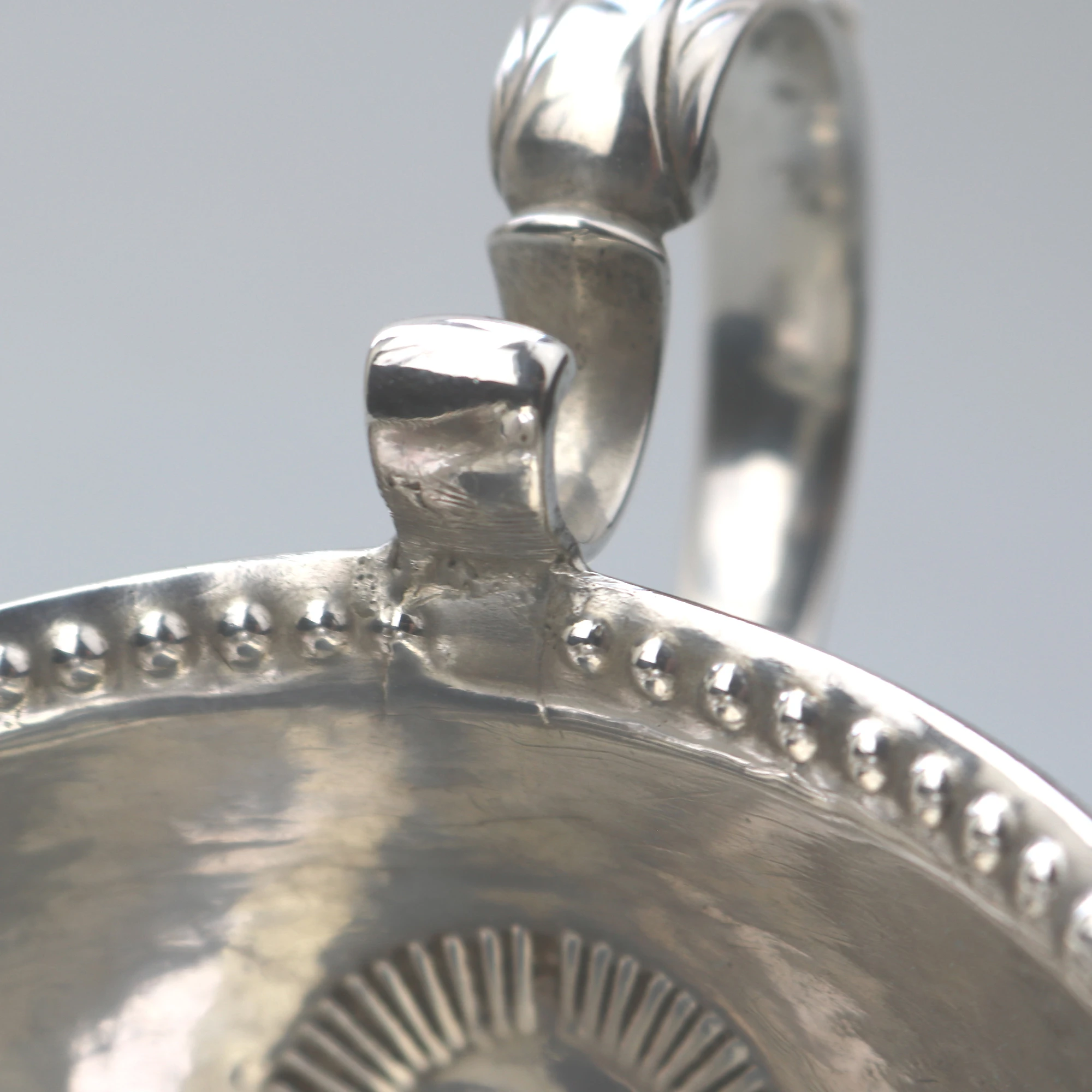 An antique Georgian Irish solid silver Sauceboat Gravy Jug by Mathew West C.1789