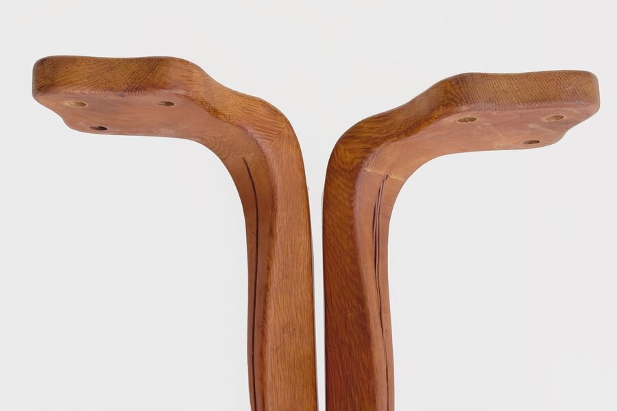 Guillerme, Chambron And Danikowski 20th Century Chandelier In Oak And Opaline