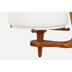 Guillerme, Chambron And Danikowski 20th Century Chandelier In Oak And Opaline