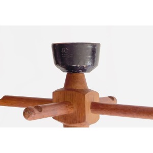 Guillerme, Chambron And Danikowski 20th Century Chandelier In Oak And Opaline