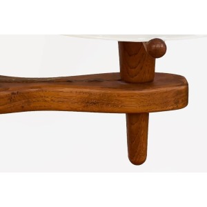 Guillerme, Chambron And Danikowski 20th Century Chandelier In Oak And Opaline