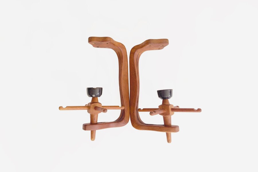 Guillerme, Chambron And Danikowski 20th Century Chandelier In Oak And Opaline
