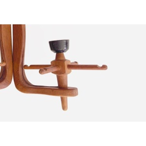 Guillerme, Chambron And Danikowski 20th Century Chandelier In Oak And Opaline