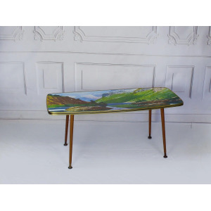 Striking Mid Century Vintage Retro 1950s Kitsch Picture Coffee Table With Dansette Legs