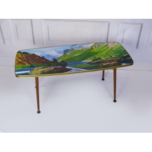 Striking Mid Century Vintage Retro 1950s Kitsch Picture Coffee Table With Dansette Legs