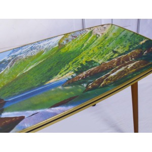 Striking Mid Century Vintage Retro 1950s Kitsch Picture Coffee Table With Dansette Legs