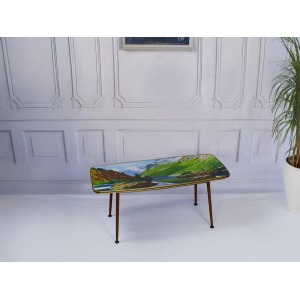 Striking Mid Century Vintage Retro 1950s Kitsch Picture Coffee Table With Dansette Legs