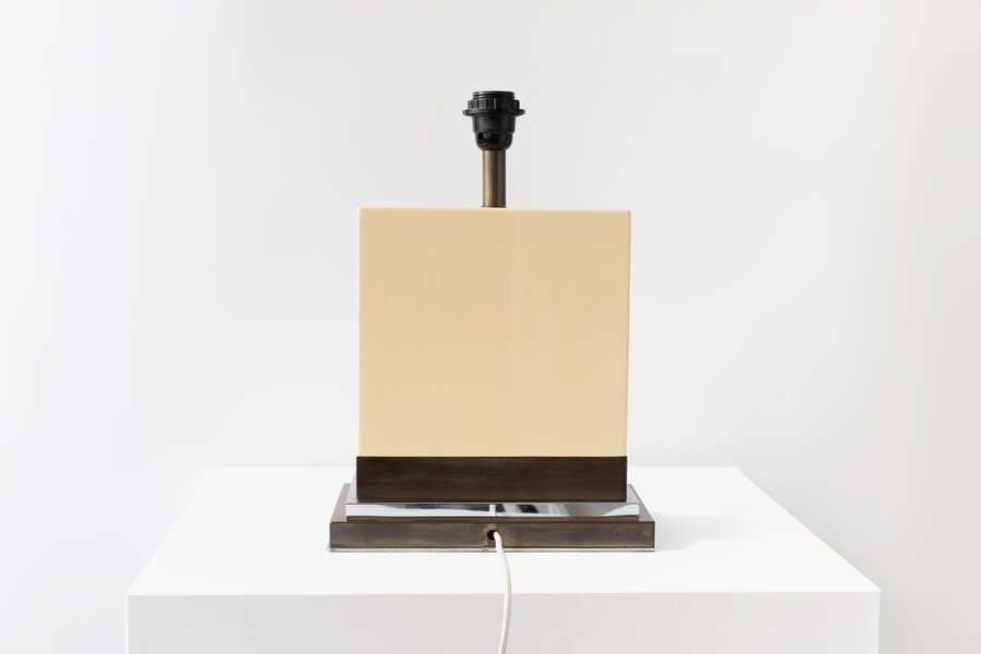 Jean Claude Mahey – Cream Resin Table Lamp 1970s