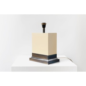 Jean Claude Mahey – Rectangular Cream Resin Table Lamp 1970s
