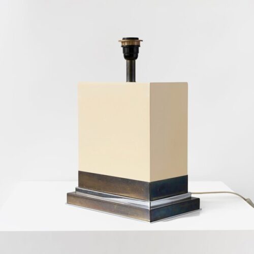 Jean Claude Mahey – Rectangular Cream Resin Table Lamp 1970s