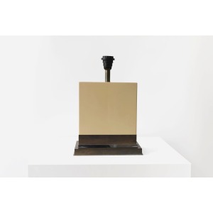 Jean Claude Mahey – Rectangular Cream Resin Table Lamp 1970s