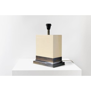 Jean Claude Mahey – Rectangular Cream Resin Table Lamp 1970s