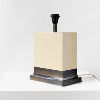 Jean Claude Mahey – Rectangular Cream Resin Table Lamp 1970s